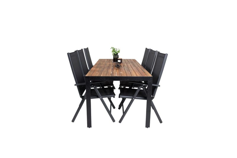 BOIS Matgrupp Utomhus 200cm + 6 Break Positionsstolar Svart/Grå - Utemöbler - Utegrupp - Matgrupper utomhus