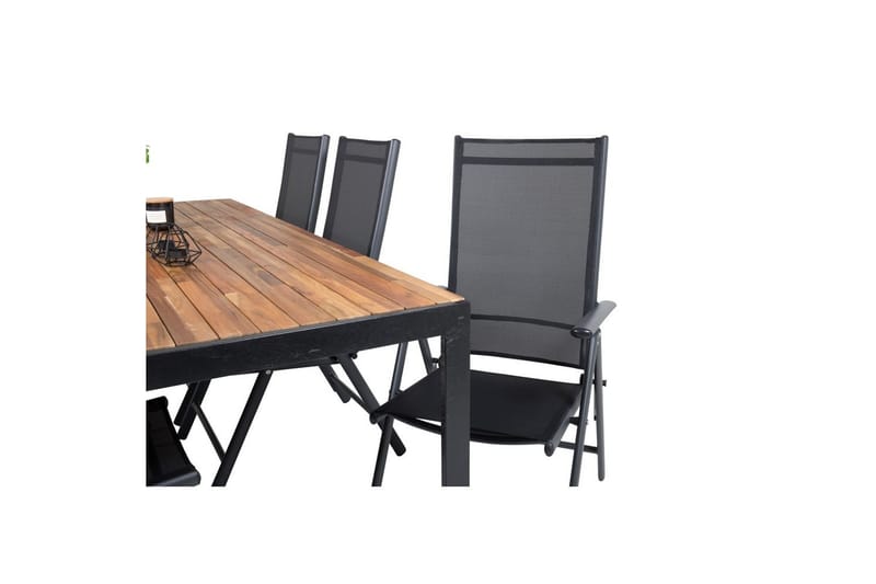 BOIS Matgrupp Utomhus 200cm + 6 Break Positionsstolar Svart/Grå - Utemöbler - Utegrupp - Matgrupper utomhus