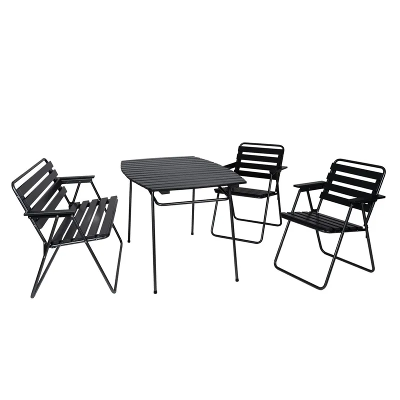 Bordsgruppset Varax Retro 403 + 2 st 305 + 302 Grå/Svart, Grå/Svart