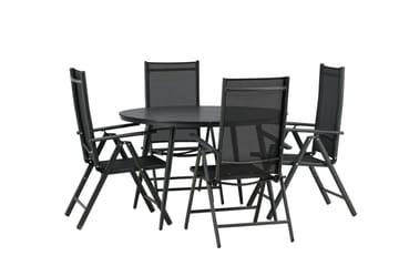Break Matbord Utomhus 120 cm Rund med 4 Break Positionsstol Svart - Utemöbler - Utegrupp - Matgrupper utomhus