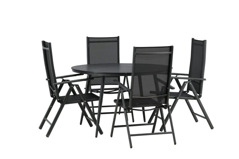 Break Matbord Utomhus 120 cm Rund med 4 Break Positionsstol Svart - Utemöbler - Utegrupp - Matgrupper utomhus