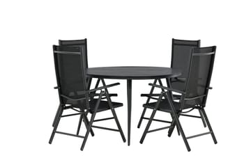 Break Matbord Utomhus 120 cm Rund med 4 Break Positionsstol Svart - Utemöbler - Utegrupp - Matgrupper utomhus