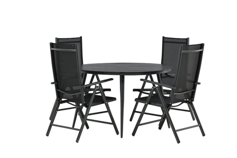 Break Matbord Utomhus 120 cm Rund med 4 Break Positionsstol Svart - Utemöbler - Utegrupp - Matgrupper utomhus