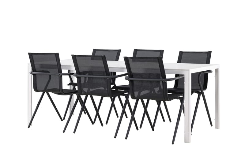 Break Matgrupp Utomhus 205 cm + 6 st Alling Matstolar Svart/Vit