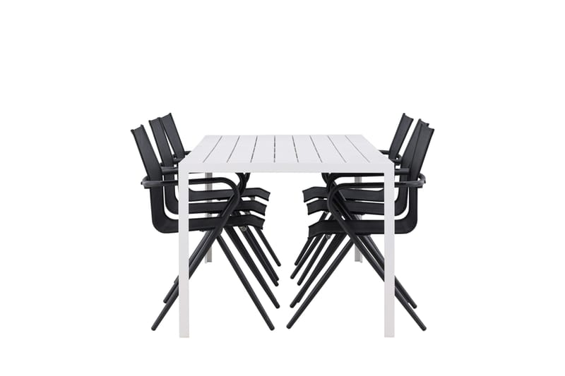 Break Matgrupp Utomhus 205 cm + 6 st Alling Matstolar Svart/Vit - Utemöbler - Utegrupp - Matgrupper utomhus