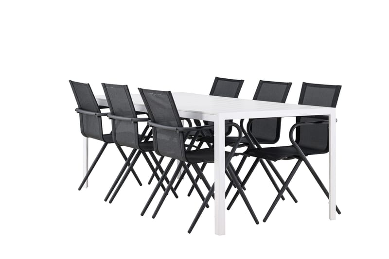 Break Matgrupp Utomhus 205 cm + 6 st Alling Matstolar Svart/Vit - Utemöbler - Utegrupp - Matgrupper utomhus
