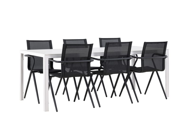 Break Matgrupp Utomhus 205 cm + 6 st Alling Matstolar Svart/Vit - Utemöbler - Utegrupp - Matgrupper utomhus