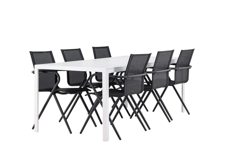 Break Matgrupp Utomhus 205 cm + 6 st Alling Matstolar Svart/Vit - Utemöbler - Utegrupp - Matgrupper utomhus