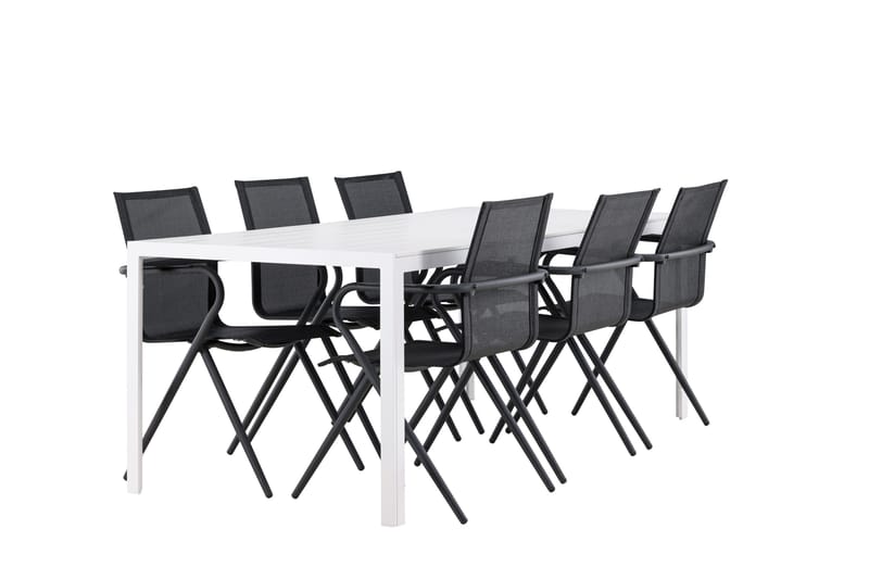 Break Matgrupp Utomhus 205 cm + 6 st Alling Matstolar Svart/Vit - Utemöbler - Utegrupp - Matgrupper utomhus
