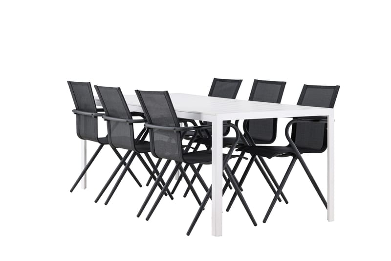 Break Matgrupp Utomhus 205 cm + 6 st Alling Matstolar Svart/Vit - Utemöbler - Utegrupp - Matgrupper utomhus