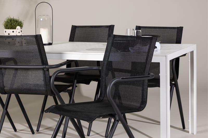 Break Matgrupp Utomhus 205 cm + 6 st Alling Matstolar Svart/Vit - Utemöbler - Utegrupp - Matgrupper utomhus
