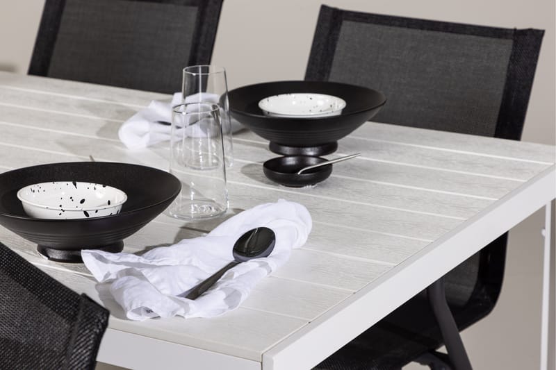 Break Matgrupp Utomhus 205 cm + 6 st Alling Matstolar Svart/Vit - Utemöbler - Utegrupp - Matgrupper utomhus