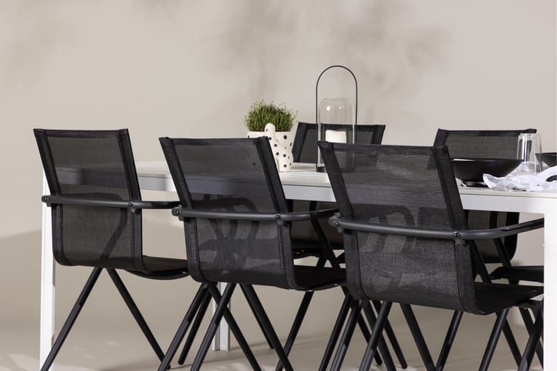 Break Matgrupp Utomhus 205 cm + 6 st Alling Matstolar Svart/Vit - Utemöbler - Utegrupp - Matgrupper utomhus
