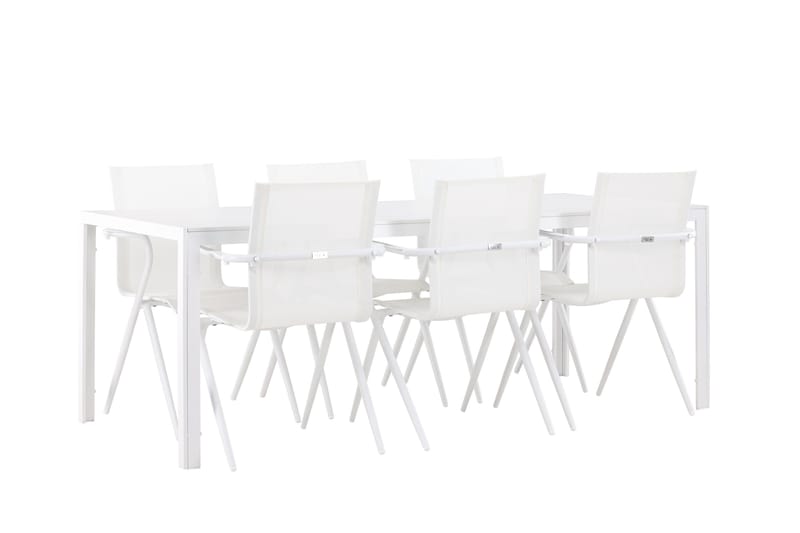 Break Matgrupp 205 cm + 6 st Alling Matstolar Vit - Utemöbler - Utegrupp - Matgrupper utomhus