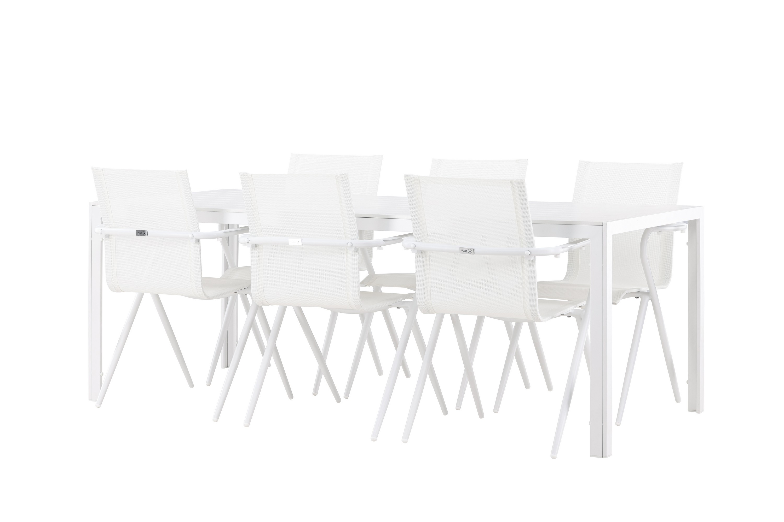 break matgrupp utomhus 205 cm + 6 st alling matstolar vit -