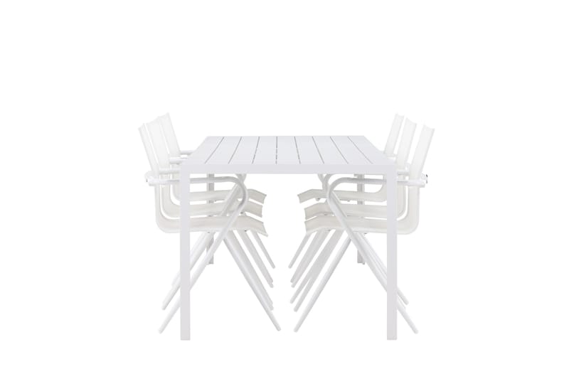 BREAK Matgrupp Utomhus 205 cm + 6 st Alling Matstolar Vit - Utemöbler - Utegrupp - Matgrupper utomhus