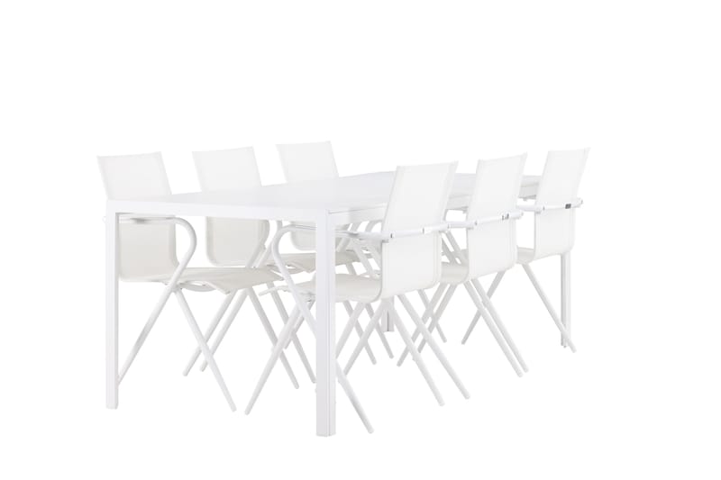 BREAK Matgrupp Utomhus 205 cm + 6 st Alling Matstolar Vit - Utemöbler - Utegrupp - Matgrupper utomhus