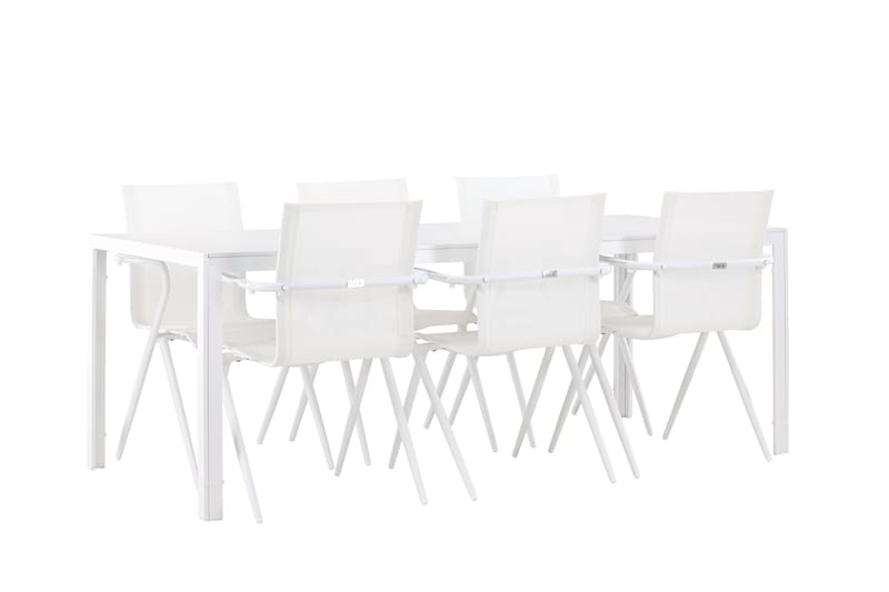 BREAK Matgrupp Utomhus 205 cm + 6 st Alling Matstolar Vit - Utemöbler - Utegrupp - Matgrupper utomhus