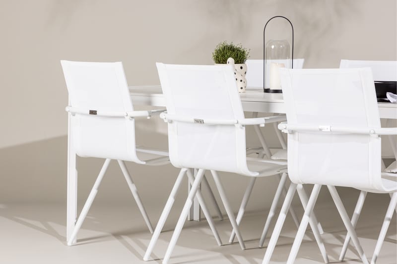 BREAK Matgrupp Utomhus 205 cm + 6 st Alling Matstolar Vit - Utemöbler - Utegrupp - Matgrupper utomhus