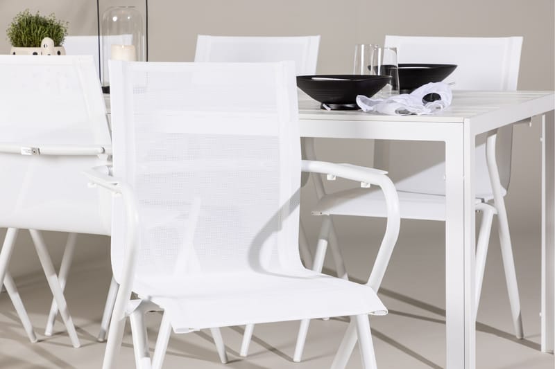 BREAK Matgrupp Utomhus 205 cm + 6 st Alling Matstolar Vit - Utemöbler - Utegrupp - Matgrupper utomhus