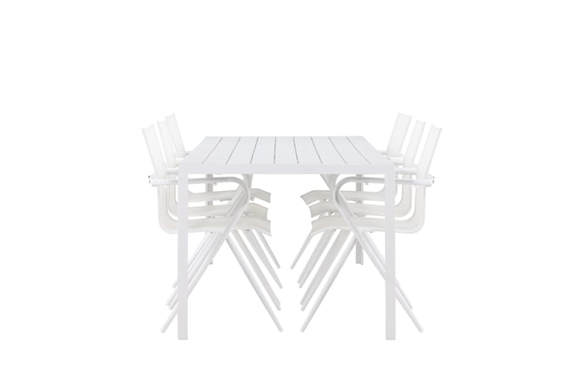 BREAK Matgrupp Utomhus 205 cm + 6 st Alling Matstolar Vit - Utemöbler - Utegrupp - Matgrupper utomhus