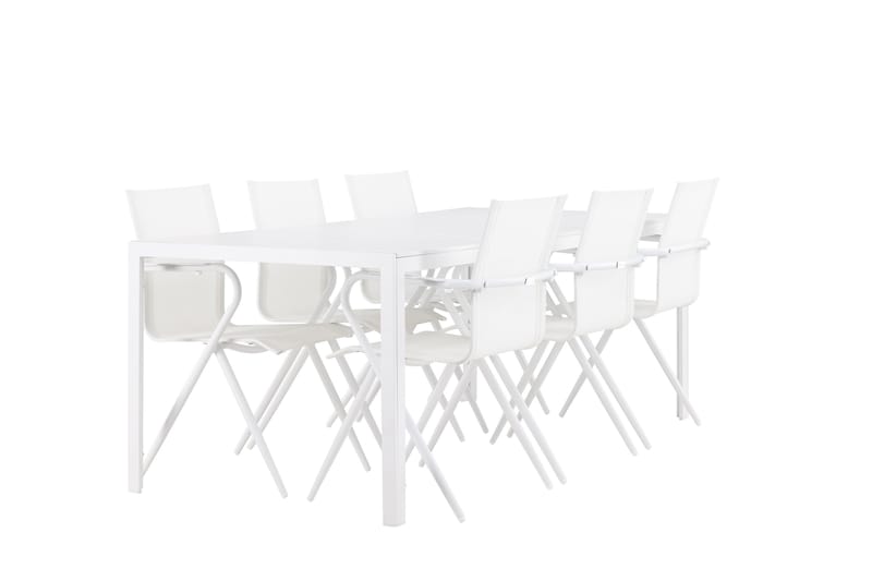 BREAK Matgrupp Utomhus 205 cm + 6 st Alling Matstolar Vit - Utemöbler - Utegrupp - Matgrupper utomhus