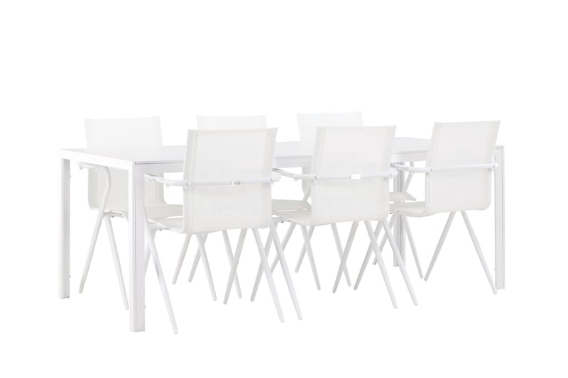 BREAK Matgrupp Utomhus 205 cm + 6 st Alling Matstolar Vit - Utemöbler - Utegrupp - Matgrupper utomhus