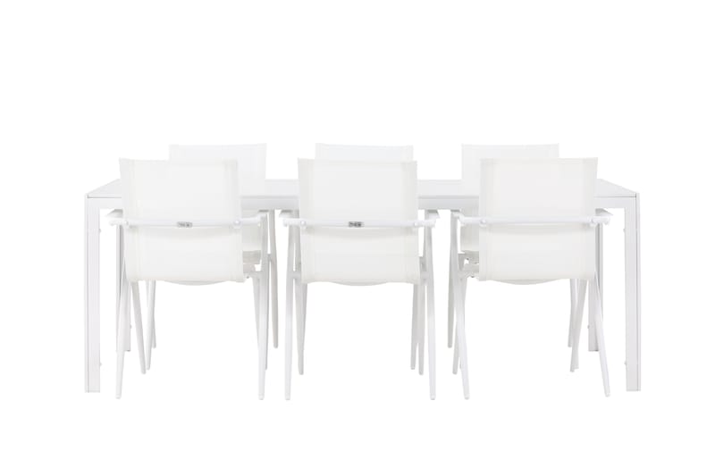 BREAK Matgrupp Utomhus 205 cm + 6 st Alling Matstolar Vit - Utemöbler - Utegrupp - Matgrupper utomhus
