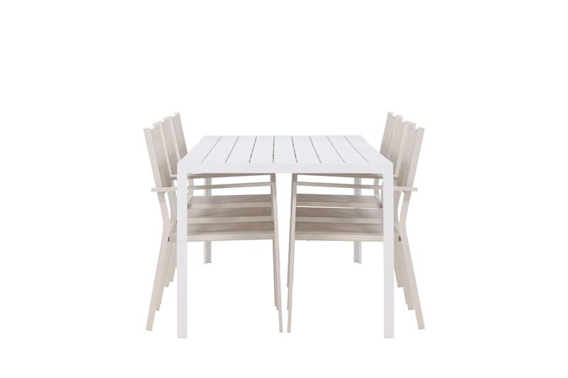 Break Matgrupp Utomhus 205 cm + 6 st Copacabana Matstolar Beige/Vit - Utemöbler - Utegrupp - Matgrupper utomhus