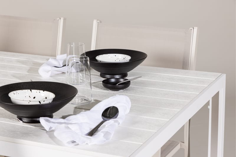 Break Matgrupp Utomhus 205 cm + 6 st Copacabana Matstolar Beige/Vit - Utemöbler - Utegrupp - Matgrupper utomhus