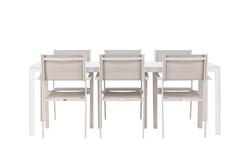 Break Matgrupp Utomhus 205 cm + 6 st Copacabana Matstolar Beige/Vit - Utemöbler - Utegrupp - Matgrupper utomhus