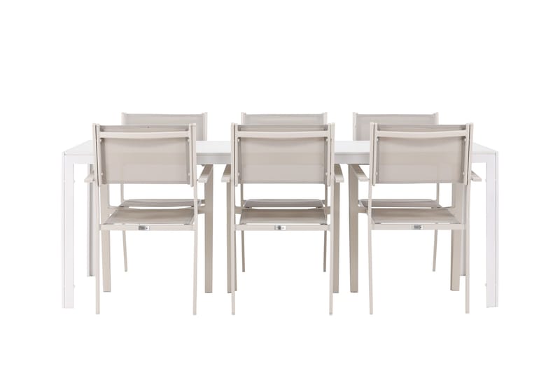 Break Matgrupp Utomhus 205 cm + 6 st Copacabana Matstolar Beige/Vit - Utemöbler - Utegrupp - Matgrupper utomhus