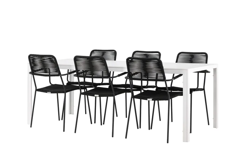 Break Matgrupp Utomhus 205 cm + 6 st Hochanas Matstolar Svart/Brun