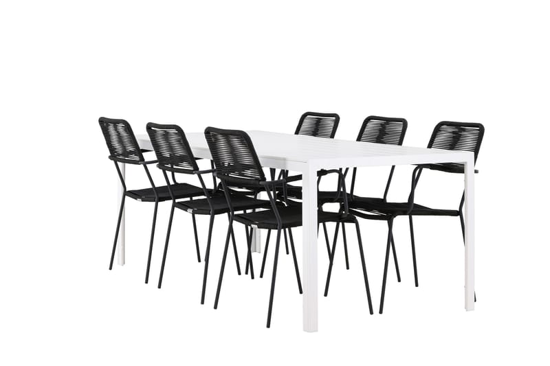 Break Matgrupp Utomhus 205 cm + 6 st Hochanas Matstolar Svart/Brun - Utemöbler - Utegrupp - Matgrupper utomhus