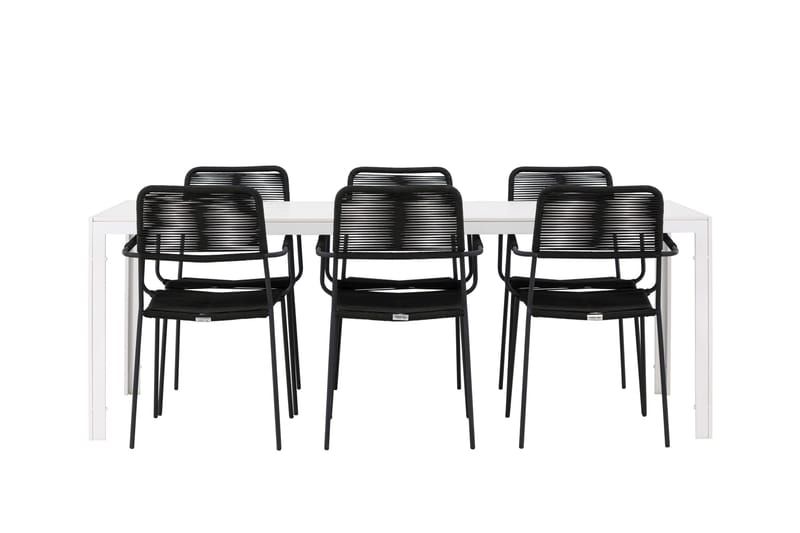 Break Matgrupp Utomhus 205 cm + 6 st Hochanas Matstolar Svart/Brun - Utemöbler - Utegrupp - Matgrupper utomhus