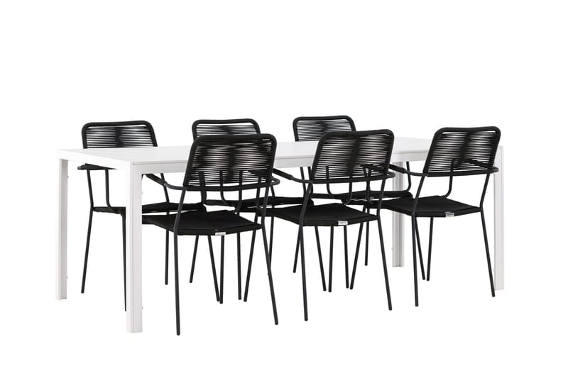 Break Matgrupp Utomhus 205 cm + 6 st Hochanas Matstolar Svart/Brun - Utemöbler - Utegrupp - Matgrupper utomhus