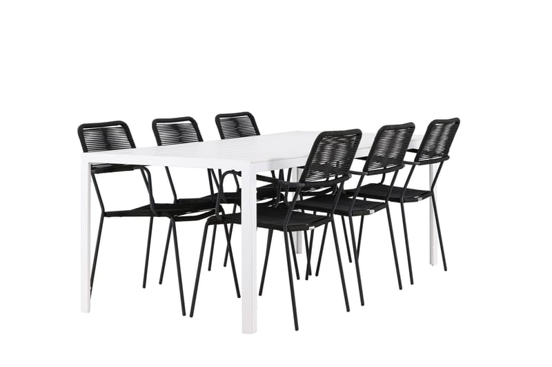 Break Matgrupp Utomhus 205 cm + 6 st Hochanas Matstolar Svart/Brun - Utemöbler - Utegrupp - Matgrupper utomhus