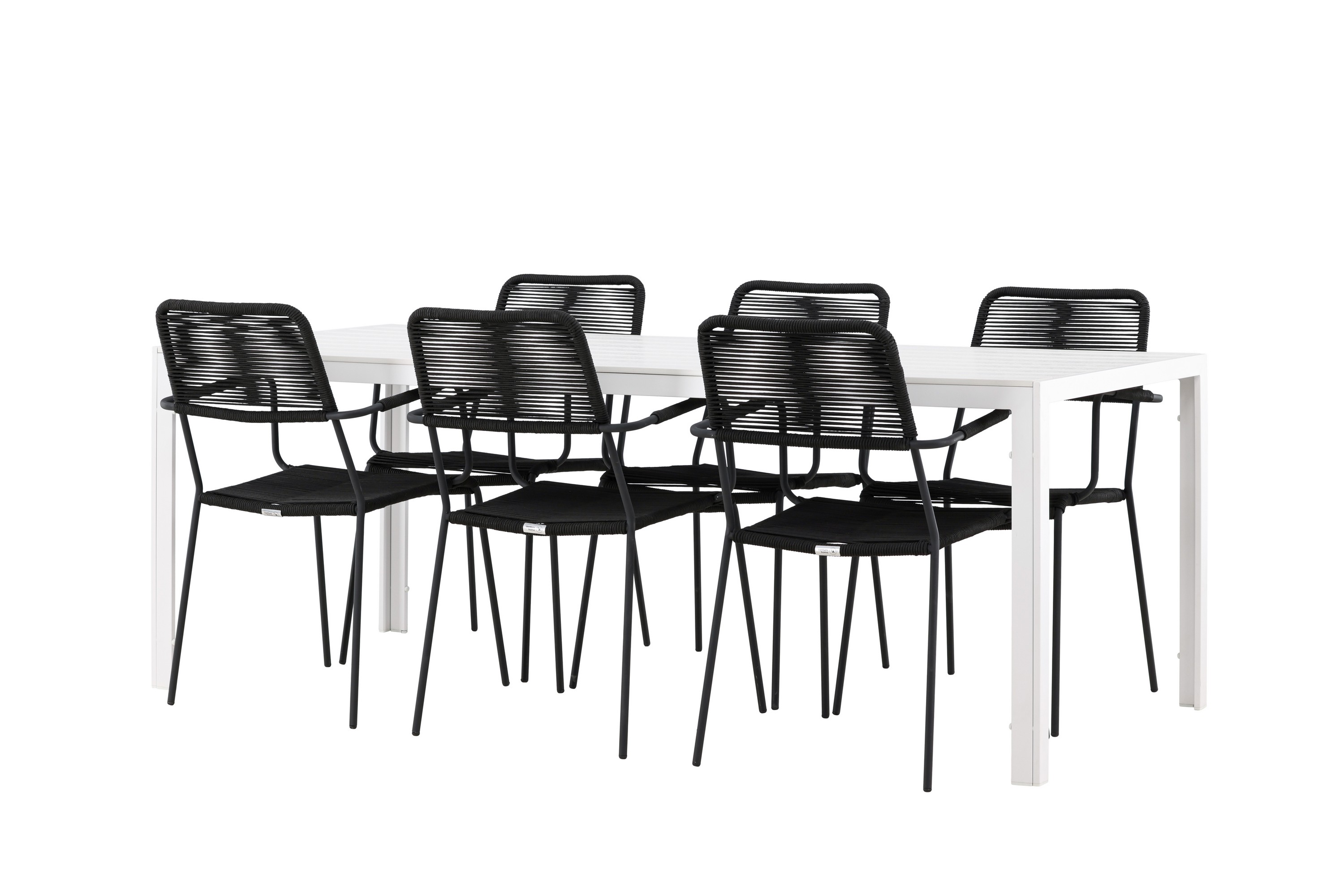 break matgrupp utomhus 205 cm + 6 st hochanas matstolar svart/brun -