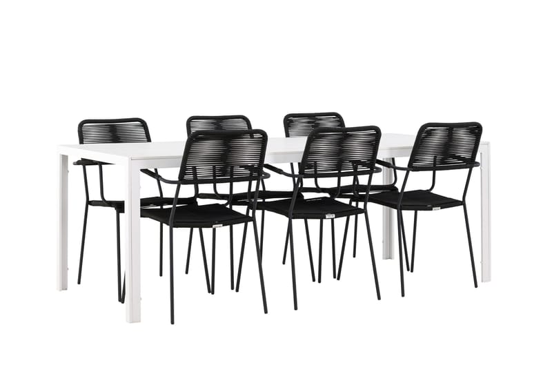 Break Matgrupp Utomhus 205 cm + 6 st Hochanas Matstolar Svart/Brun - Utemöbler - Utegrupp - Matgrupper utomhus