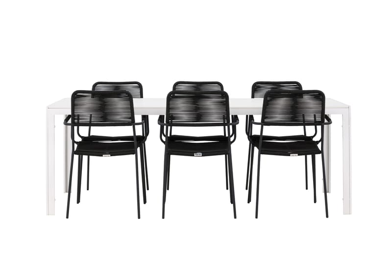 Break Matgrupp Utomhus 205 cm + 6 st Hochanas Matstolar Svart/Brun - Utemöbler - Utegrupp - Matgrupper utomhus