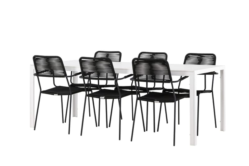 Break Matgrupp Utomhus 205 cm + 6 st Hochanas Matstolar Svart/Brun - Utemöbler - Utegrupp - Matgrupper utomhus