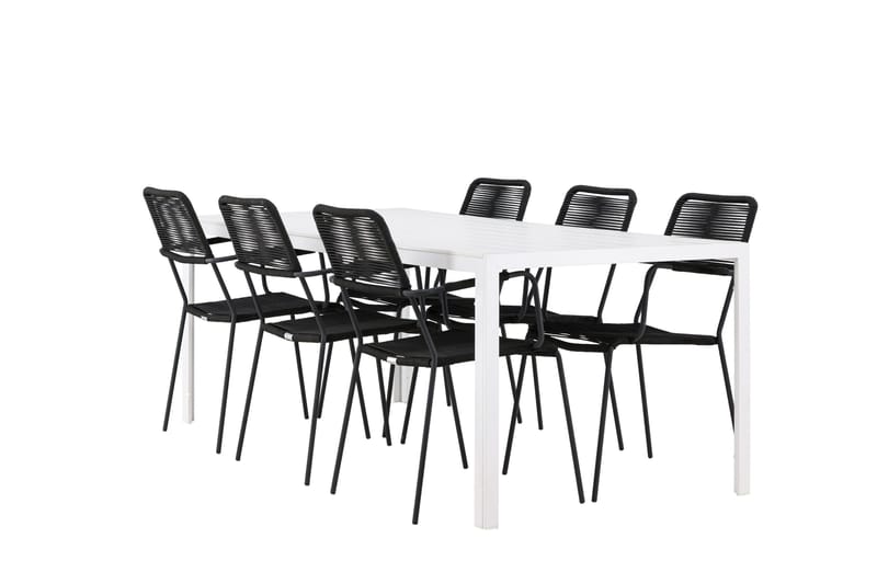 Break Matgrupp Utomhus 205 cm + 6 st Hochanas Matstolar Svart/Brun - Utemöbler - Utegrupp - Matgrupper utomhus