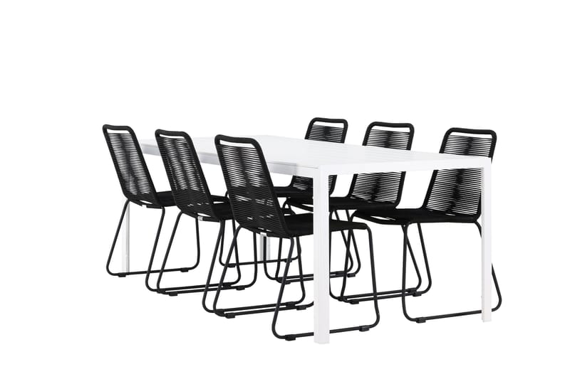 Break Matgrupp Utomhus 205 cm + 6 st Linero Matstolar Svart/Vit - Utemöbler - Utegrupp - Matgrupper utomhus