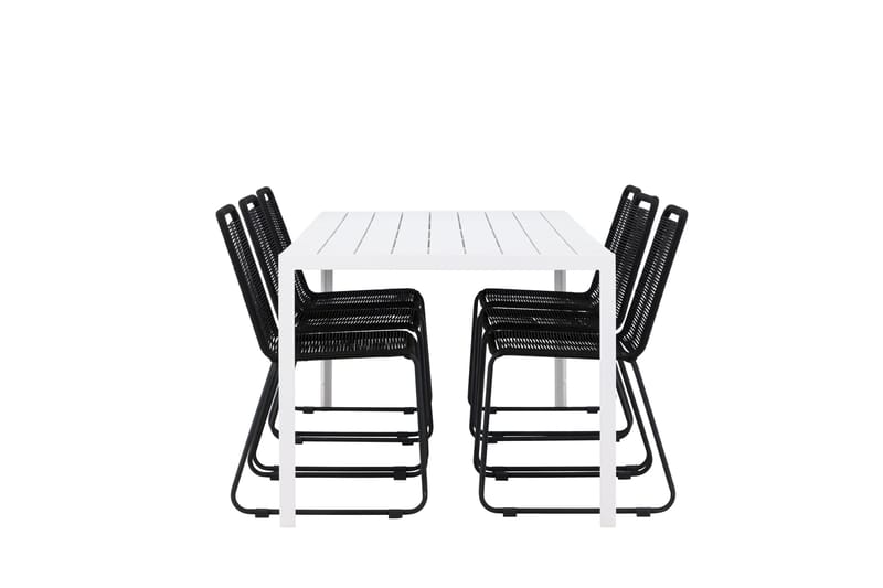Break Matgrupp Utomhus 205 cm + 6 st Linero Matstolar Svart/Vit - Utemöbler - Utegrupp - Matgrupper utomhus