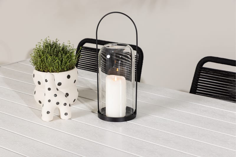 Break Matgrupp Utomhus 205 cm + 6 st Linero Matstolar Svart/Vit - Utemöbler - Utegrupp - Matgrupper utomhus