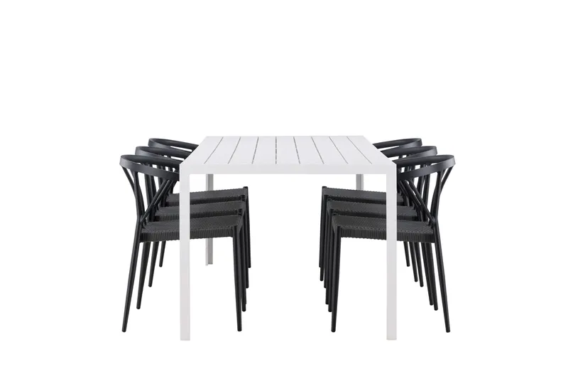 Break Matgrupp Utomhus 205 cm + 6 st Stina Matstolar Svart/Vit - Utemöbler - Utegrupp - Matgrupper utomhus