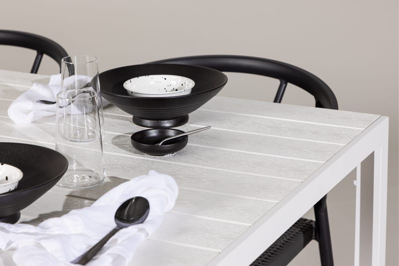 Break Matgrupp Utomhus 205 cm + 6 st Stina Matstolar Svart/Vit - Utemöbler - Utegrupp - Matgrupper utomhus