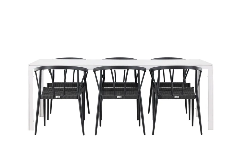 Break Matgrupp Utomhus 205 cm + 6 st Stina Matstolar Svart/Vit - Utemöbler - Utegrupp - Matgrupper utomhus