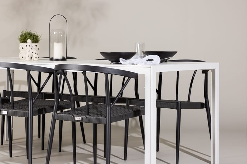 Break Matgrupp Utomhus 205 cm + 6 st Stina Matstolar Svart/Vit - Utemöbler - Utegrupp - Matgrupper utomhus