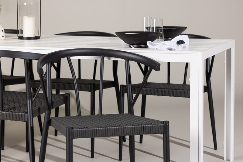 Break Matgrupp Utomhus 205 cm + 6 st Stina Matstolar Svart/Vit - Utemöbler - Utegrupp - Matgrupper utomhus
